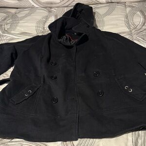 Black Hooded Peacoat